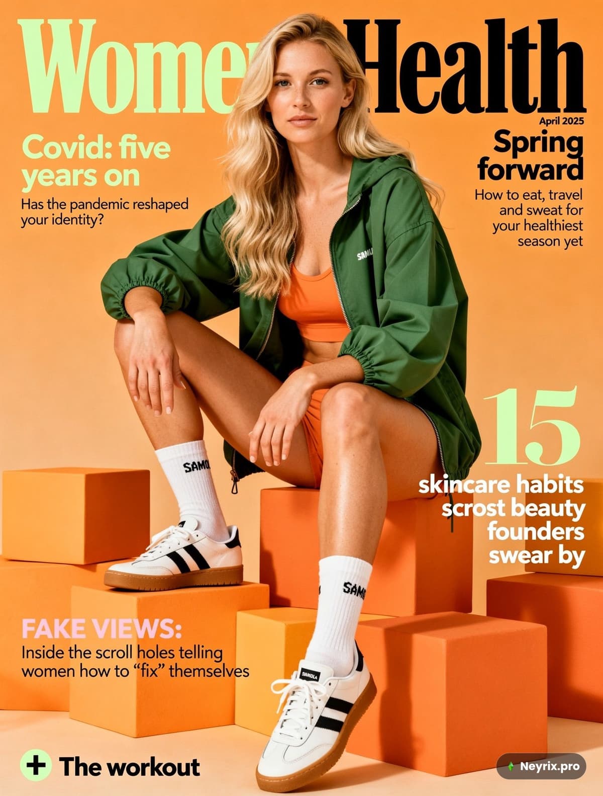 Обложка журнала в Flux 2 — глянцевый макет Women's Health