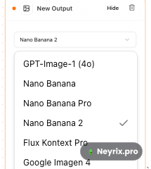 Интерфейс Nano Banana 2 в Banana Flow
