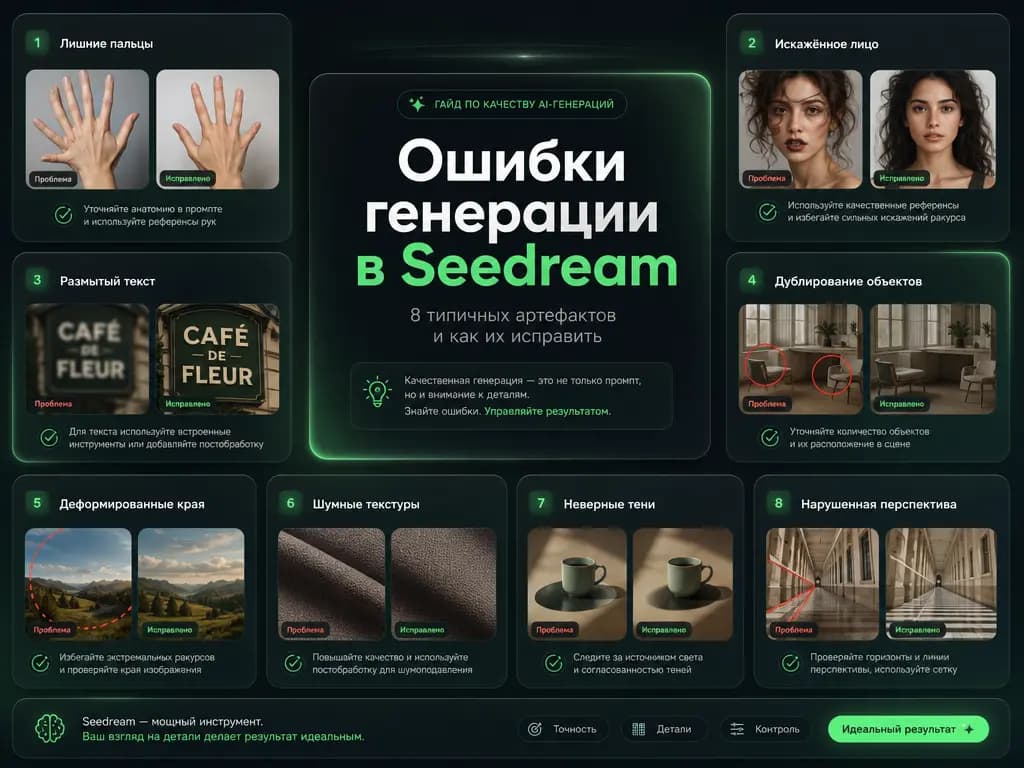 Ошибки генерации в Seedream: 8 типичных артефактов и как их исправить